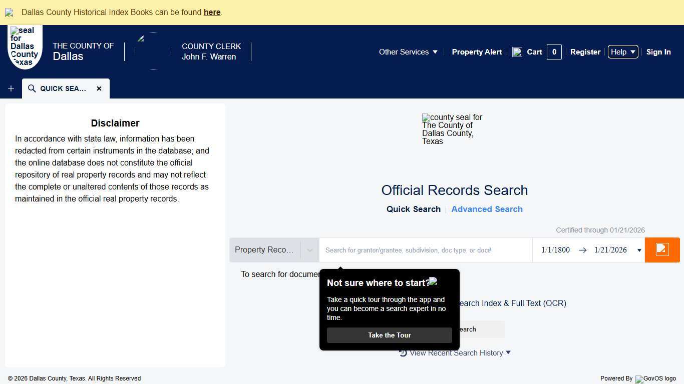 Official Record Search - Quick Search